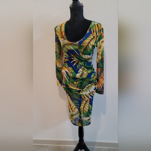 Fashion nova Tropical Print Coverup Dress (M) - Picture 12 of 14